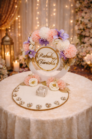 4 Engagement Ring Platter- with Pastel flowers