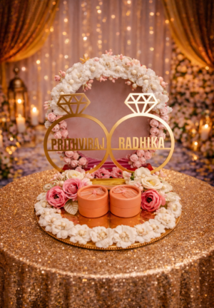 5 Engagement Ring Platter- with Twin rings