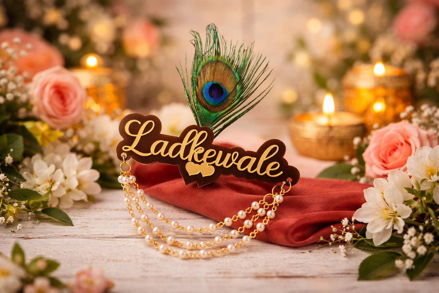 Acrylic Ladkiwale Wedding Brooch – Fixed Design