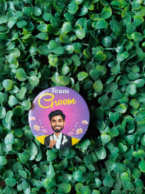 team groom 2 button badge team groom