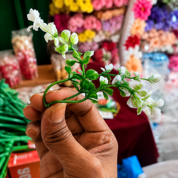 Artificial White Mini Flower Greenery Stem for Ganpati and Home Decoration