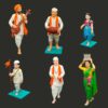 Varkari Devotee Figurine Set Multicolour Varkari Devotee Figurine Set Multicolour