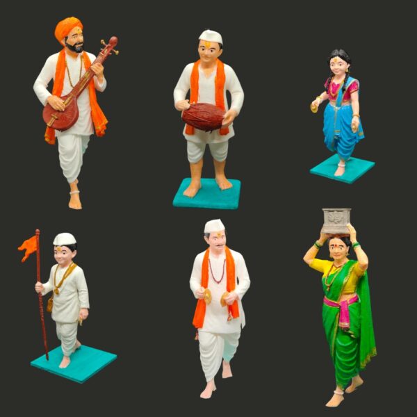 Varkari Devotee Figurine Set Multicolour Varkari Devotee Figurine Set Multicolour