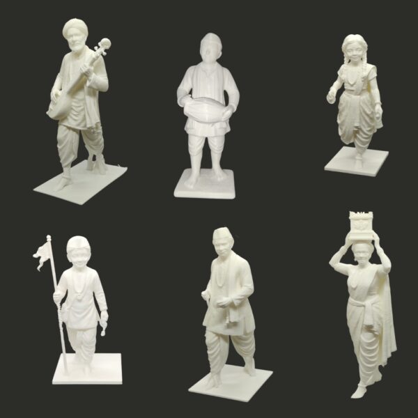 Varkari Devotee Figurine Set White Varkari Devotee Figurine Set White